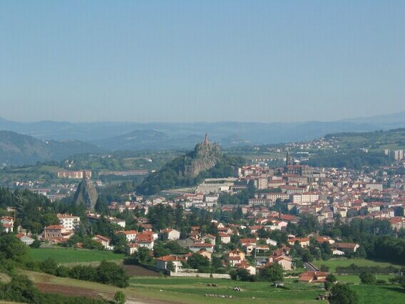 The impressive statues a-top rocky outcrops in Le Puy-en-Velay.