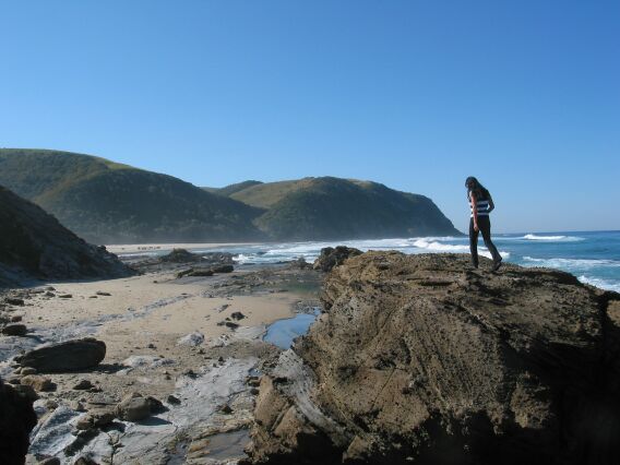 Exploring the rock pools. Mpande. South Africa.