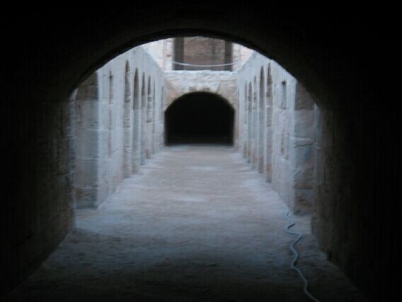 The underground tunnels at El Jem's ampitheatre.