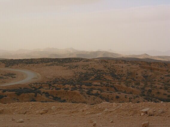 Distant hills on the road to Medenine.